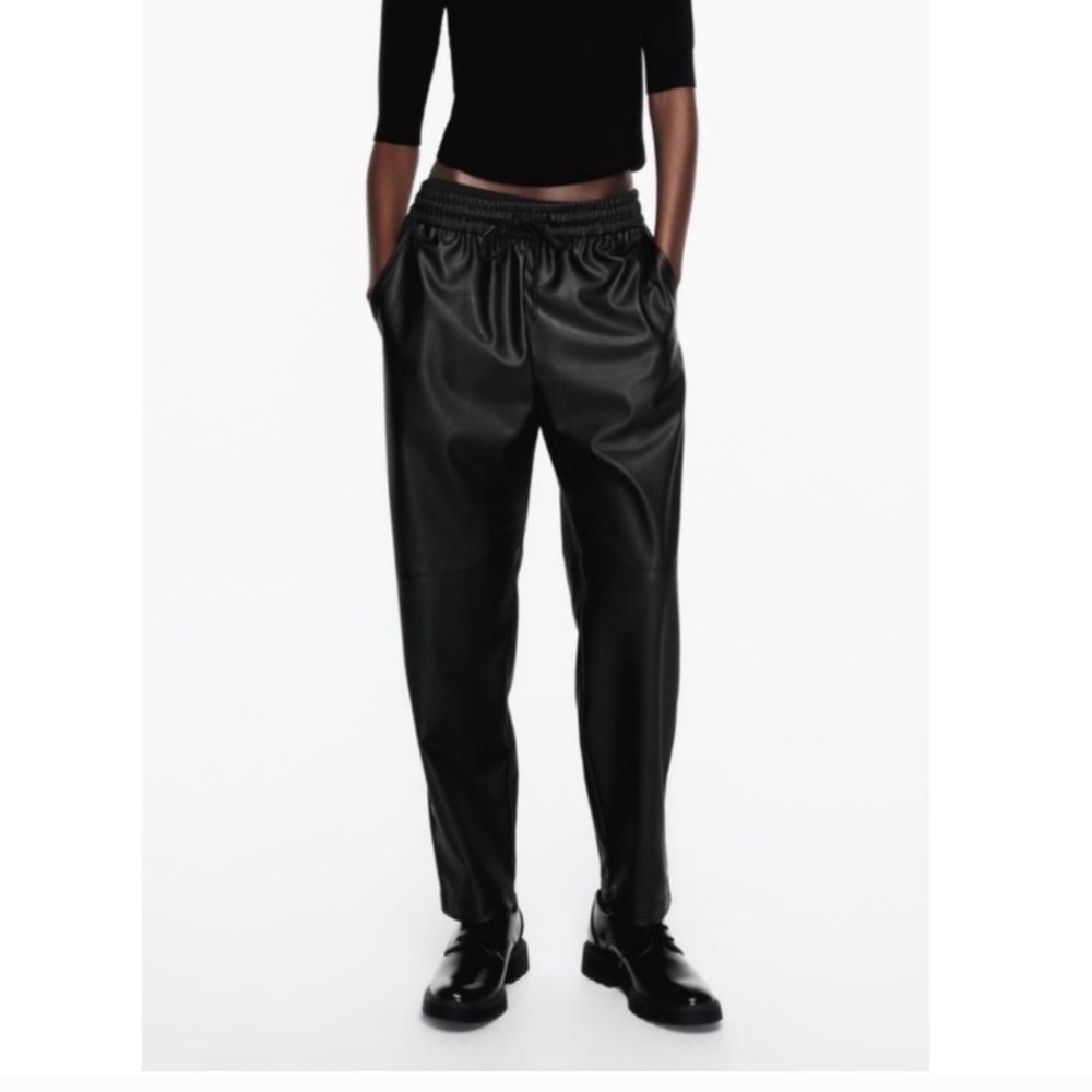 Zara Black Faux Leather Trousers